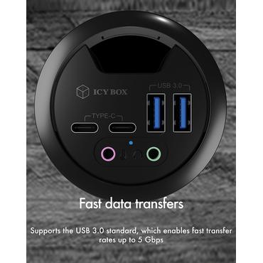 ICY BOX IB-HUB1403B stikkontakt Anthracit