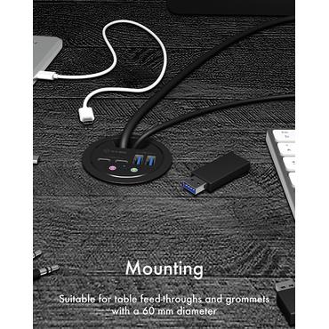 ICY BOX IB-HUB1403B stikkontakt Anthracit