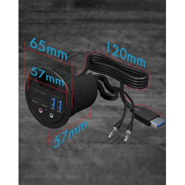 ICY BOX IB-HUB1403B stikkontakt Anthracit