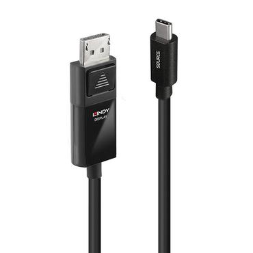 Lindy 43341 videokabel adapter 1 m USB Type-C DisplayPort Sort