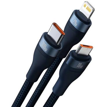 Baseus Flash USB-kabel 1,5 m USB C USB C/Micro-USB B/Lightning Bl&aring;