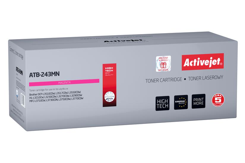 Activejet tonerkassette ATB-243MN (erstatning Brother TN-243M; Standard; 1000 sider; rød)