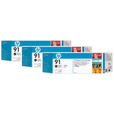 HP 91 - 3-pack - mattsvart - original - bl&auml;ckpatron
