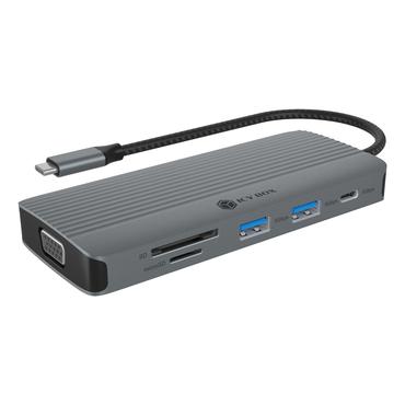 ICY BOX IB-DK4040a-CPD Ledningsført USB 3.2 Gen 1 (3.1 Gen 1) Type-C Aluminium, Sølv