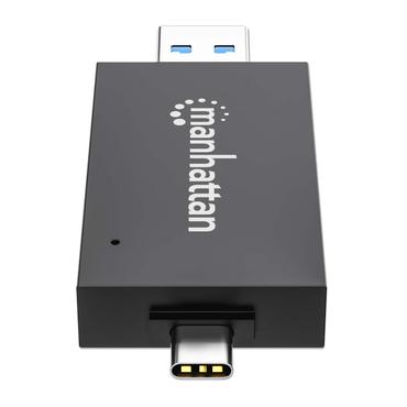 Manhattan 102735 kortlæser USB 3.2 Gen 1 (3.1 Gen 1) Type-A/Type-C Sort, Transparent