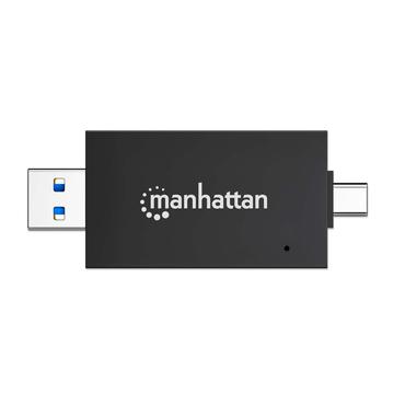 Manhattan 102735 kortlæser USB 3.2 Gen 1 (3.1 Gen 1) Type-A/Type-C Sort, Transparent