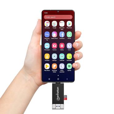 Manhattan 102735 kortlæser USB 3.2 Gen 1 (3.1 Gen 1) Type-A/Type-C Sort, Transparent