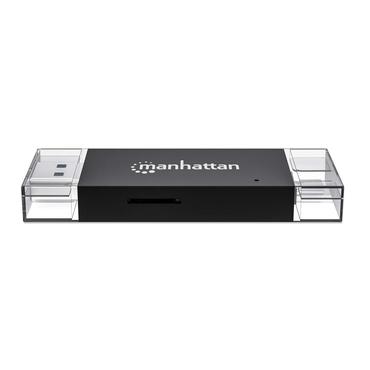 Manhattan 102735 kortlæser USB 3.2 Gen 1 (3.1 Gen 1) Type-A/Type-C Sort, Transparent