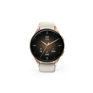 Hama Smartwatch 8900, GPS, AMOLED 1.3, zlota koperta, bezowy pasek silikonowy