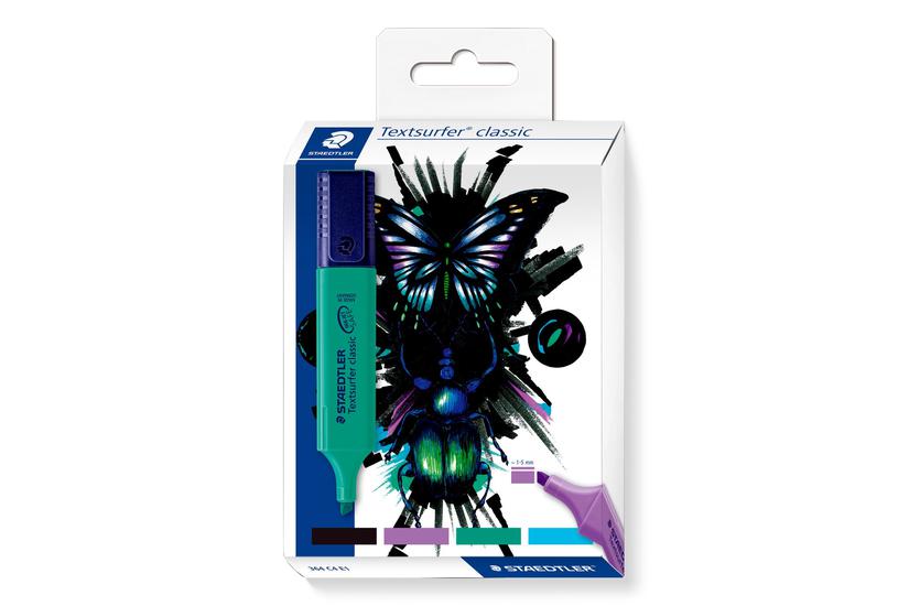 Staedtler 364 C4 E1 speedmarker 4 stk Mejselspids Sort, Bl&aring;, Turkis, Violet