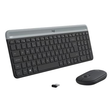 Logitech Slim Wireless Combo MK470 - sats med tangentbord och mus - QWERTY - italiensk - grafit Inmatningsenhet
