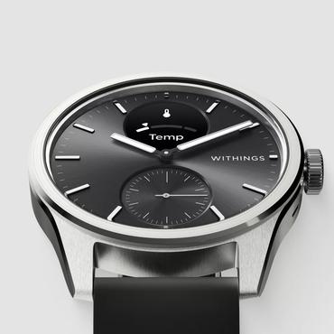 Withings ScanWatch 2 - rustfrit st&aring;l - hybrid-smartwatch med b&aring;nd - sort
