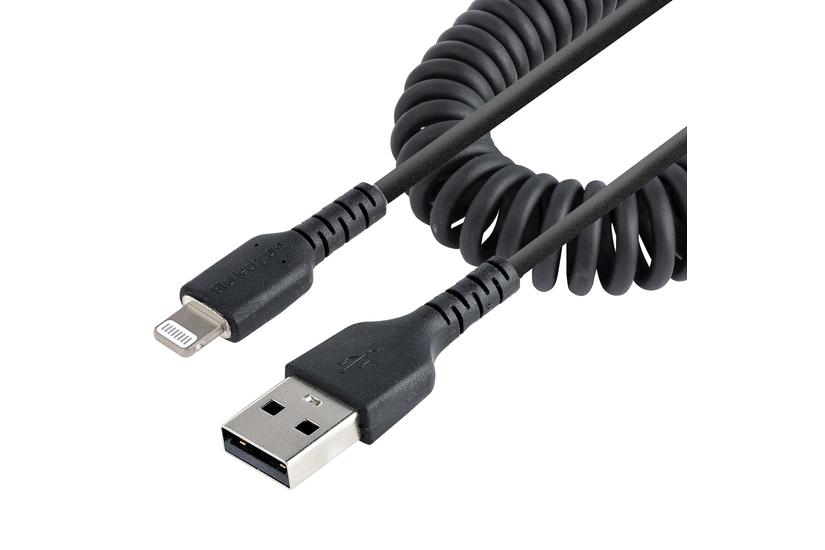 StarTech.com 50 cm USB till Lightning-kabel, MFi-certifierad, iPhone-laddarkabel, svart, TPE-mantel med slitstark aramidfiber, kraftig Lightning-spiralkabel - Lightning-kabel - Lightning / USB - 50 cm