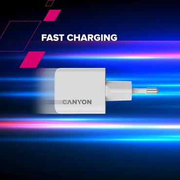 CANYON charger CU20AC GaN 20W 1xPD 1xQC EU White