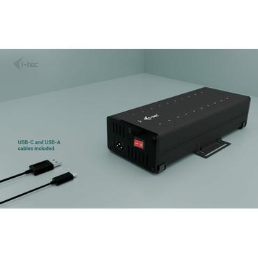 i-Tec - hubb - 15W per port, laddning + data, metall, USB-C/USB-A - 20 portar
