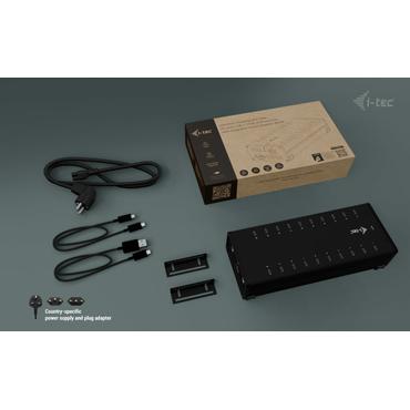 i-Tec - hubb - 15W per port, laddning + data, metall, USB-C/USB-A - 20 portar