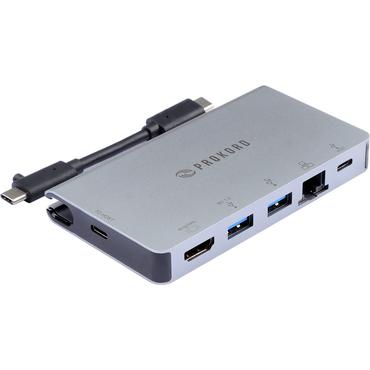Prokord UTC-C2UEFH-DEC dockingstation Docking USB 3.2 Gen 1 (3.1 Gen 1) Type-C Sort, Sølv