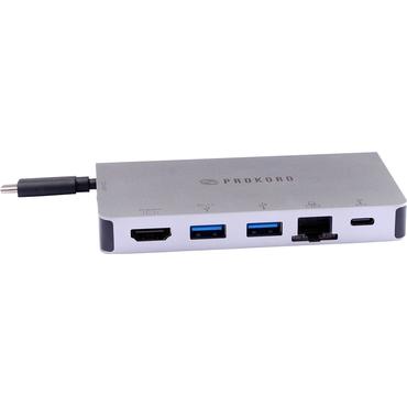 Prokord UTC-C2UEFH-DEC dockingstation Docking USB 3.2 Gen 1 (3.1 Gen 1) Type-C Sort, Sølv