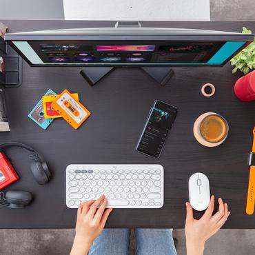 Logitech Pebble M350 - mus - 2.4 GHz, Bluetooth - off-white