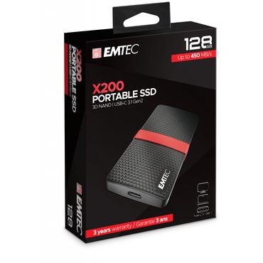 Emtec X200 128 GB USB Type-C 3.2 Gen 1 (3.1 Gen 1) Sort, R&oslash;d