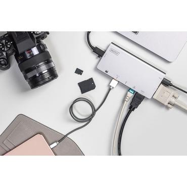 DIGITUS DA-70877 - dockningsstation - USB-C - VGA, HDMI - 1GbE