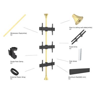 Multibrackets M Floor to Ceiling Mount Pro MBFC3U monteringssats - för 3 LCD-bildskärmar - mässing