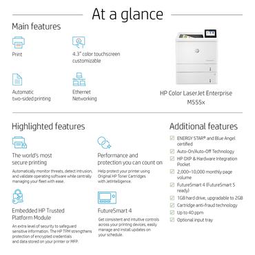 HP Color LaserJet Enterprise M555x - farvelaserprinter 