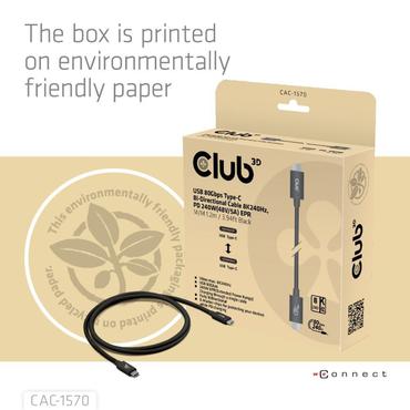 Club 3D - USB typ C-kabel - 24 pin USB-C till 24 pin USB-C - 1.2 m