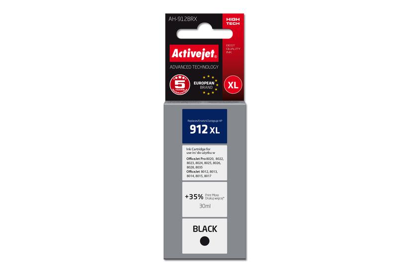 Activejet AH-912BRX blæk til HP-printere, Erstatning HP 912XL 3YL84AE; Premium; 1100 sider; sort