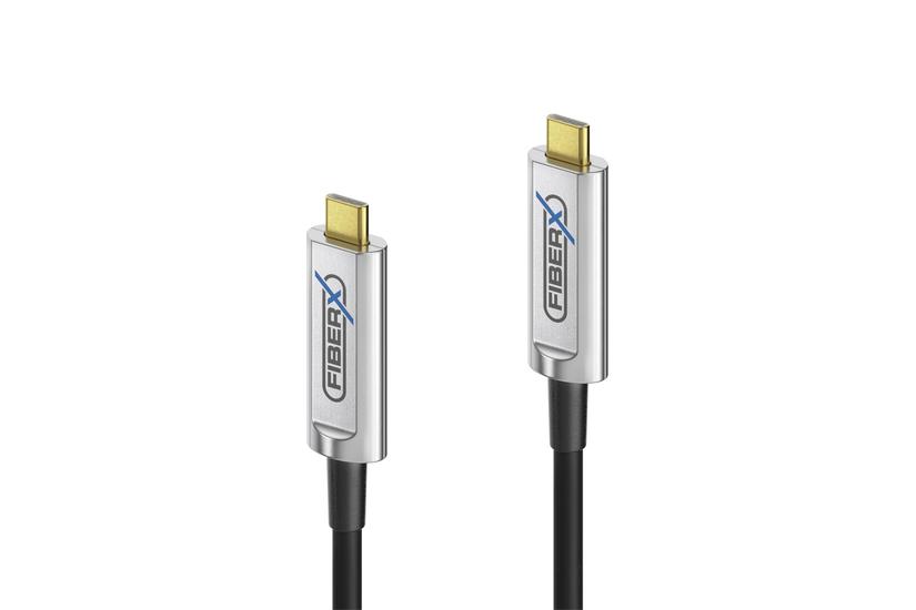 FiberX FX-I600-012 USB-kabel USB 3.2 Gen 1 (3.1 Gen 1) 12 m USB C Sort, S&oslash;lv