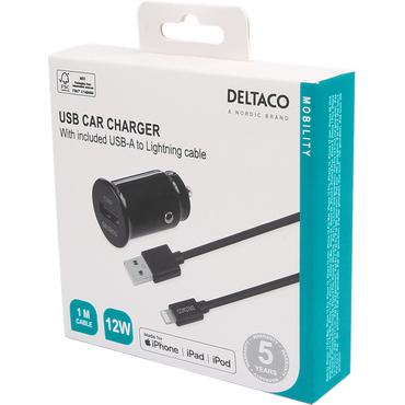 DELTACO USB-CAR130 str&ouml;madapter f&ouml;r bil - USB - 12 Watt