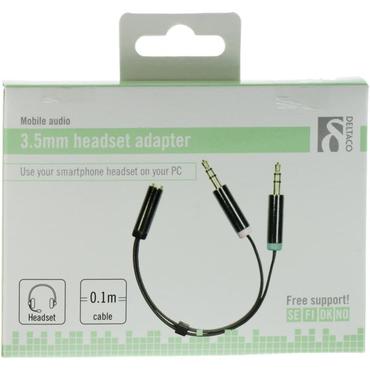 DELTACO AUD-202 - headset-adapter - 10 cm