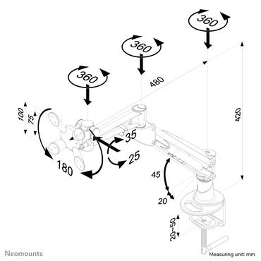 Neomounts FPMA-D940HC monteringssæt - full-motion - for LCD display - sølv