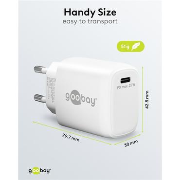 USB-C&trade; PD (Power Delivery) Fast Charger (25 W), white, white - with 1x USB-C&trade; socket (USB-PD 3.0), suitable for d