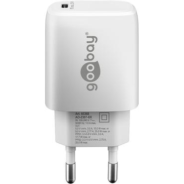 USB-C&trade; PD (Power Delivery) Fast Charger (25 W), white, white - with 1x USB-C&trade; socket (USB-PD 3.0), suitable for d