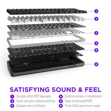 NZXT Function Elite - tangentbord TKL - QWERTZ - tysk - mattsvart Inmatningsenhet