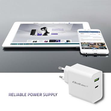 Qoltec 51718 str&ouml;madapter - 24 pin USB-C, USB - 45 Watt