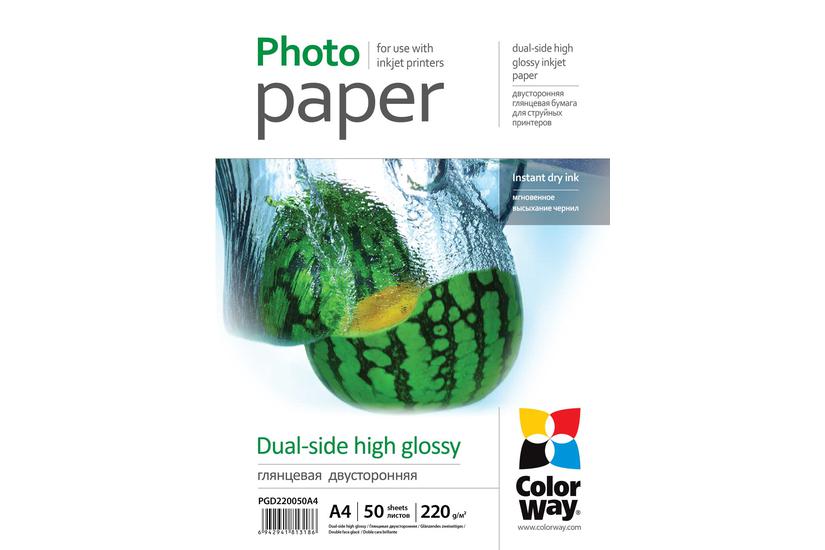 ColorWay - fotopapper - h&ouml;gblank - 50 ark - A4 - 220 g/m&sup2;
