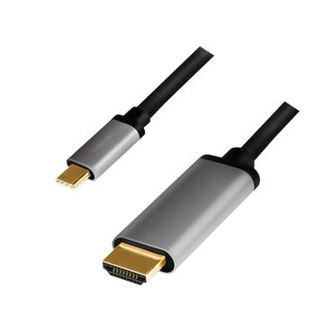 LogiLink CUA0101 kabel k&oslash;nsskifter USB 3.2 Gen1 Type-C HDMI-A Sort, Gr&aring;