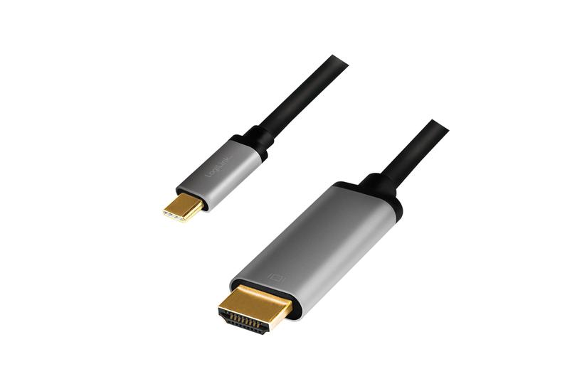 LogiLink CUA0101 kabel k&oslash;nsskifter USB 3.2 Gen1 Type-C HDMI-A Sort, Gr&aring;