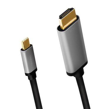 LogiLink CUA0101 kabel k&oslash;nsskifter USB 3.2 Gen1 Type-C HDMI-A Sort, Gr&aring;