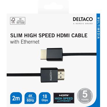 Ultra-thin HDMI cable, 4K UHD, 2m, black