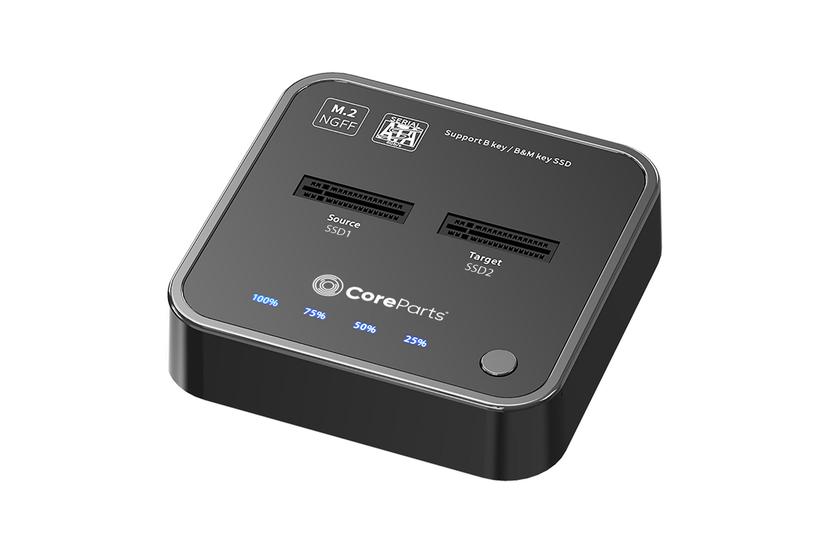 CoreParts - SSD-dockningsstation - 10 Gbps med klonfunktion, förpackningen inkluderar USB-C-kabel, nätaggregat och bruksanvisning - SATA 6Gb/s - USB-C 3.2 (Gen 2)