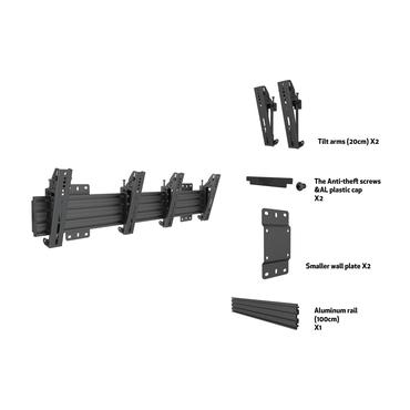 Multibrackets PRO Series M Wallmount Pro MBW2U Tilt 200 - konsol - för 2 LCD-bildskärmar - svart