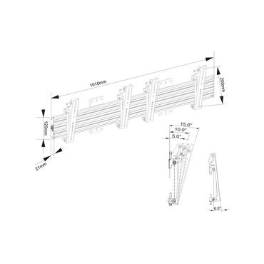 Multibrackets PRO Series M Wallmount Pro MBW2U Tilt 200 - konsol - för 2 LCD-bildskärmar - svart