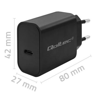 Qoltec strømforsyningsadapter - superhurtig, 5-12 V, 1,67 A - 24 pin USB-C - 20 Watt