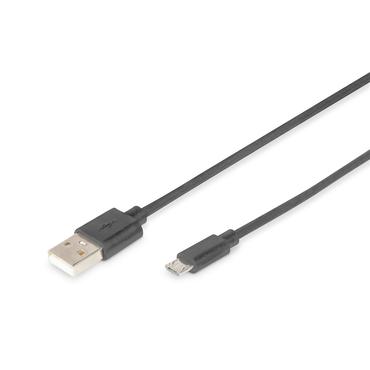 Digitus AK-300127-010-S USB-kabel USB 2.0 1 m USB A Micro-USB B Sort