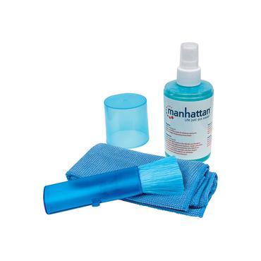 Manhattan LCD Cleaning Kit, Alcohol-free, Includes Cleaning Solution, Brush and Microfibre Cloth, Blister
