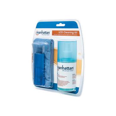 Manhattan LCD Cleaning Kit, Alcohol-free, Includes Cleaning Solution, Brush and Microfibre Cloth, Blister