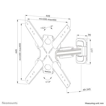 Neomounts WL40S-840BL14 monteringss&aelig;t - fuld bev&aelig;gelse - for Tv - sort